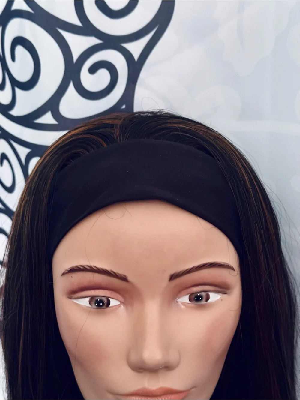Black & Caramel Brown Highlighted Long Synthetic Headband Wig